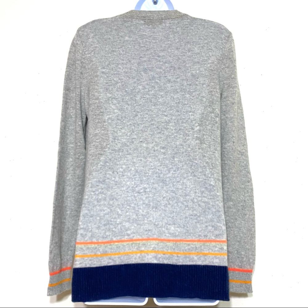 NEEDLE 100% Cashmere  pullover GRAY, NAVY & ORANGE sweater Anthropologie…